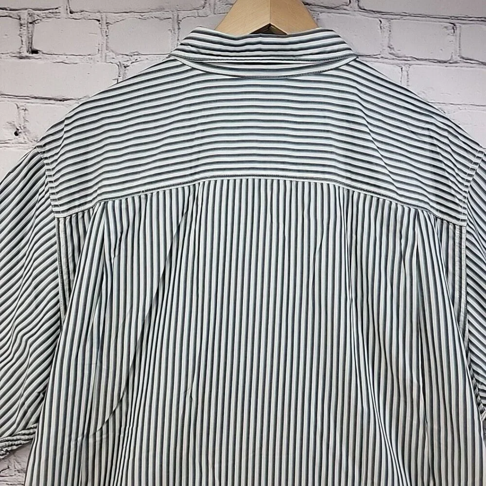 The North Face Mens Shirt Sz XXL Blue‎ Striped Snap Up Short Sleeve